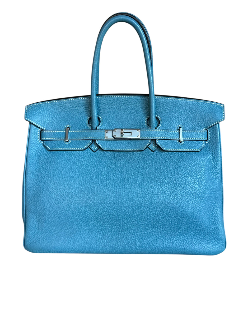 Hermes Birkin 35 Blue Jean Taurillon Clemence Leather, Palladium