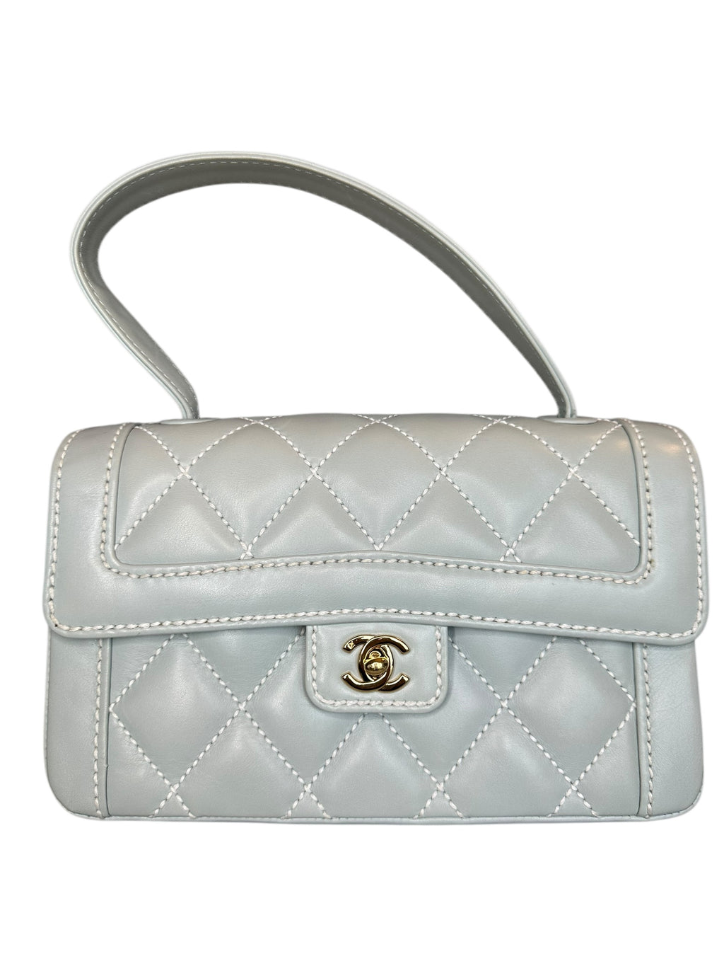 Chanel 2004-2005 Vintage Wild Stitch Handbag - Light Blue Lambskin Leather