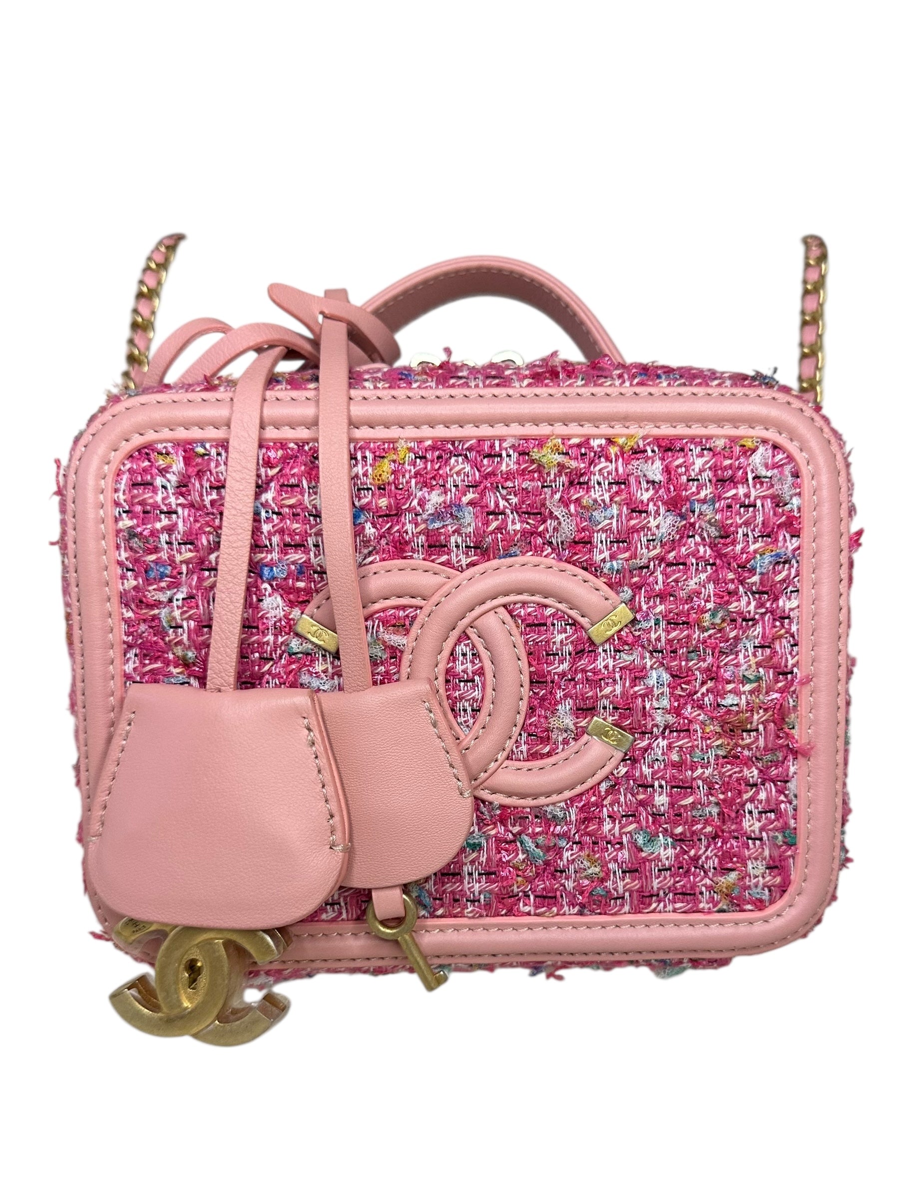 Chanel Figley Small Tweed Vanity Crossbody Bag - Pink, Gold Hardware