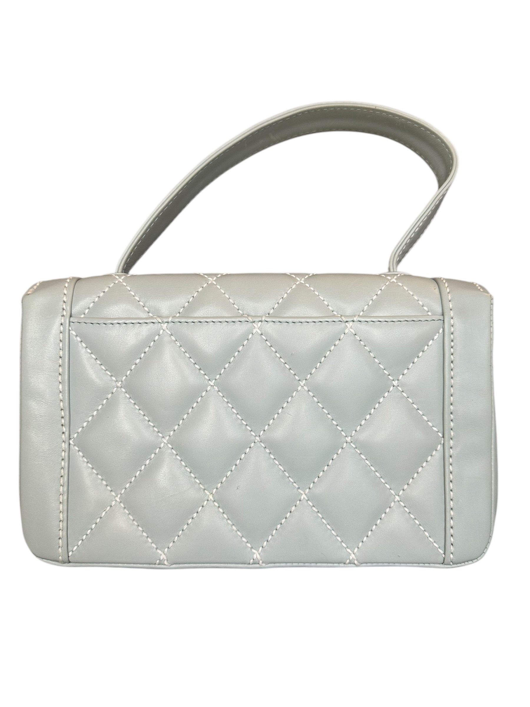 Chanel 2004-2005 Vintage Wild Stitch Handbag - Light Blue Lambskin Leather