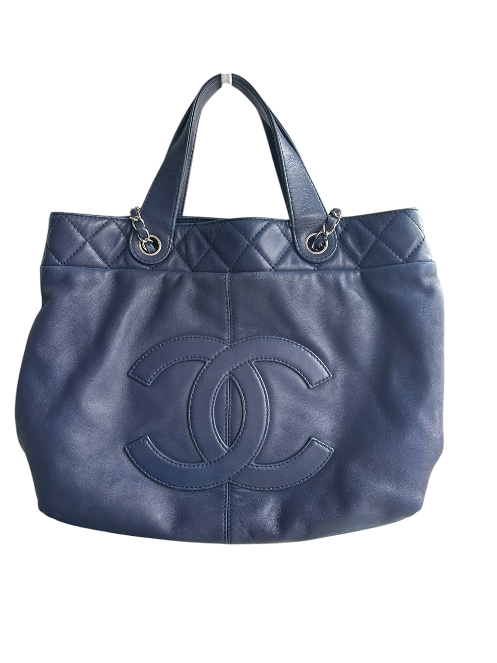 Chanel 2014 Trianon Large Lambskin Tote - Navy Blue, Silver Hardware
