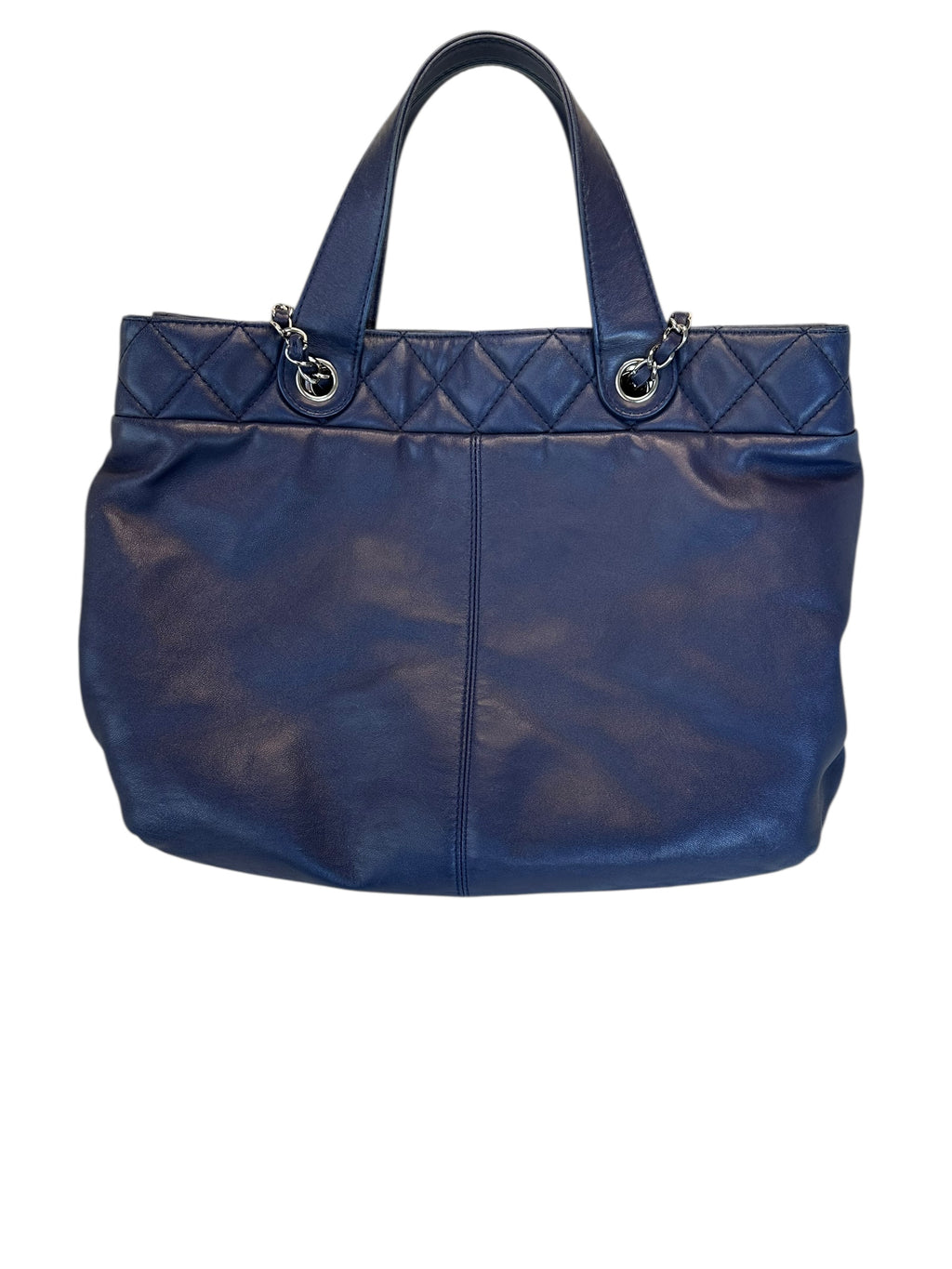 Chanel 2014 Trianon Large Lambskin Tote - Navy Blue, Silver Hardware