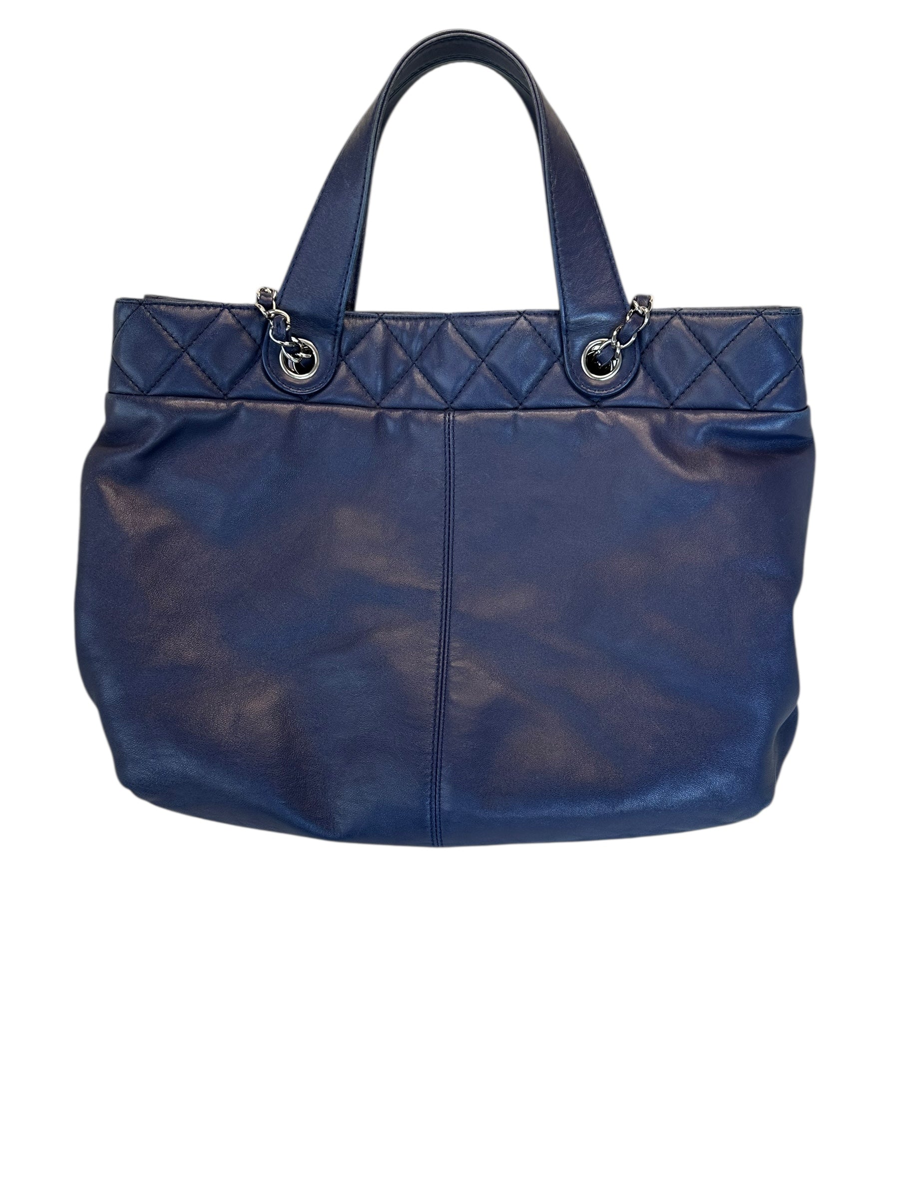 Chanel 2014 Trianon Large Lambskin Tote - Navy Blue, Silver Hardware