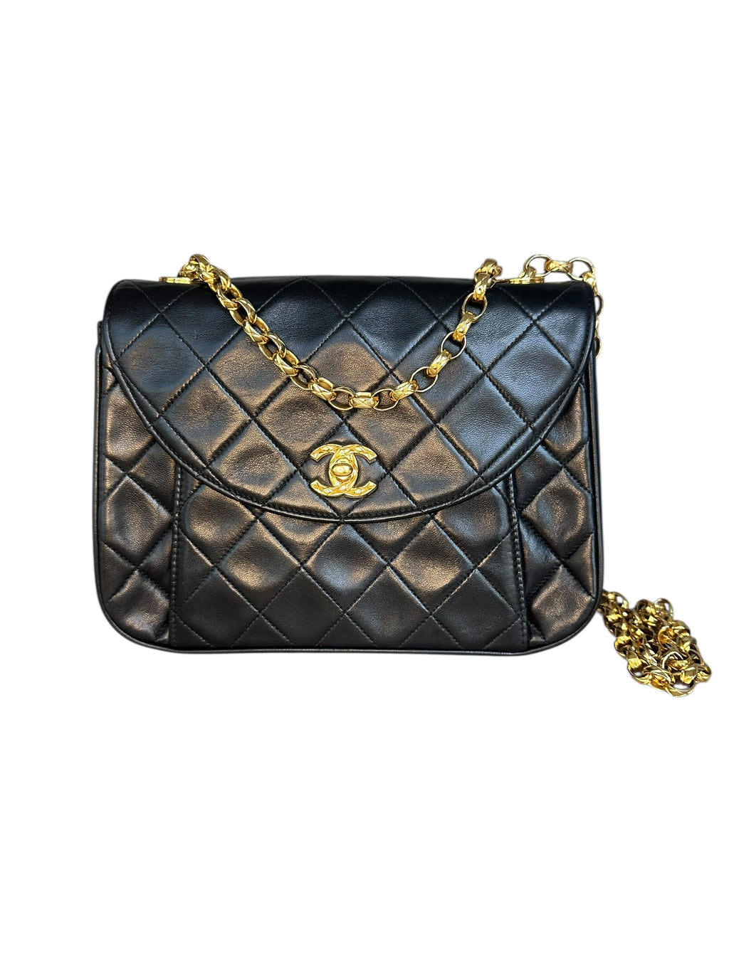 Chanel 1991-1994 Bijou Chain Pleated Matelasse Bag - Black Lambskin, 24k Gold Plated