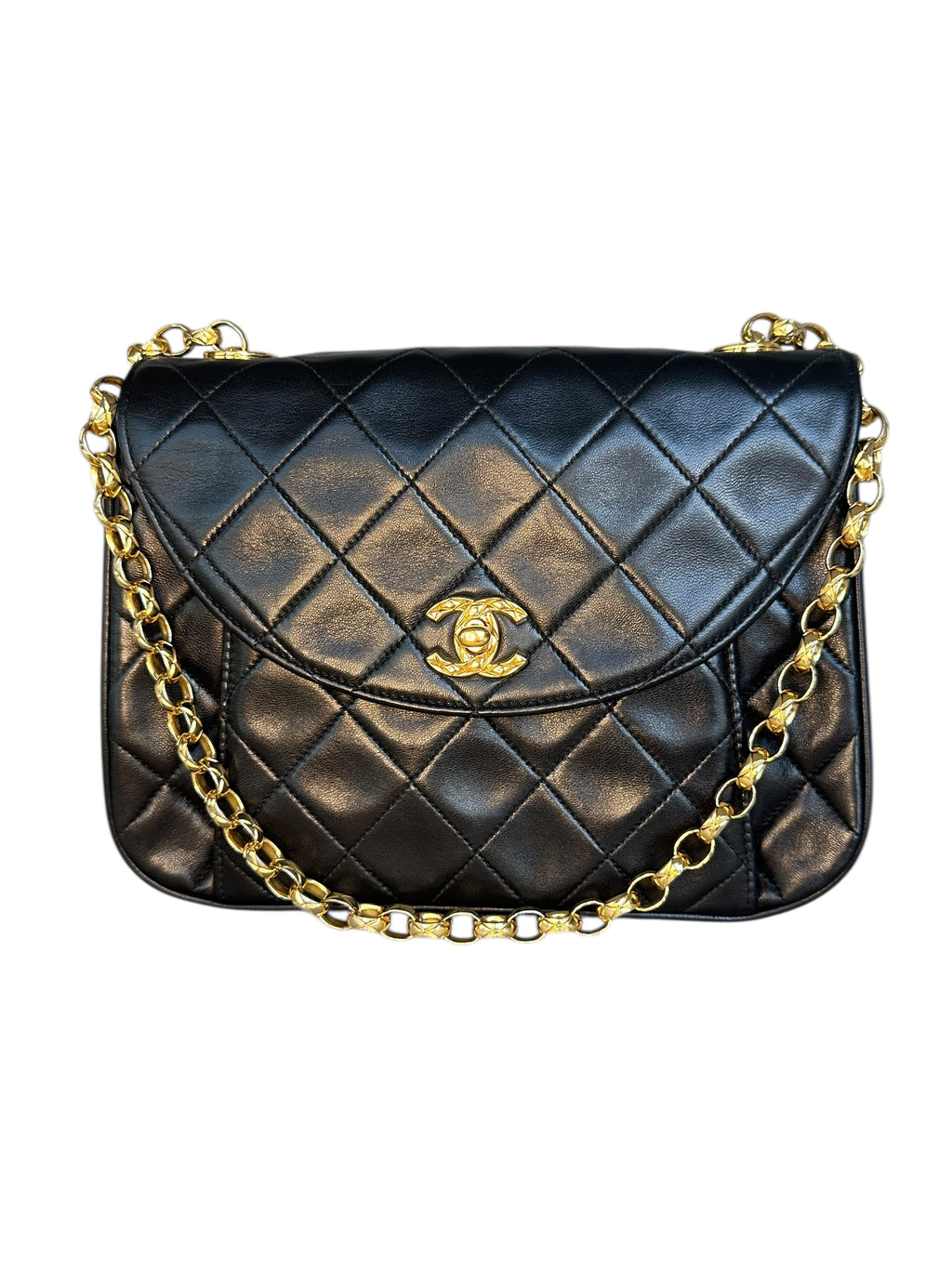 Chanel 1991-1994 Bijou Chain Pleated Matelasse Bag - Black Lambskin, 24k Gold Plated