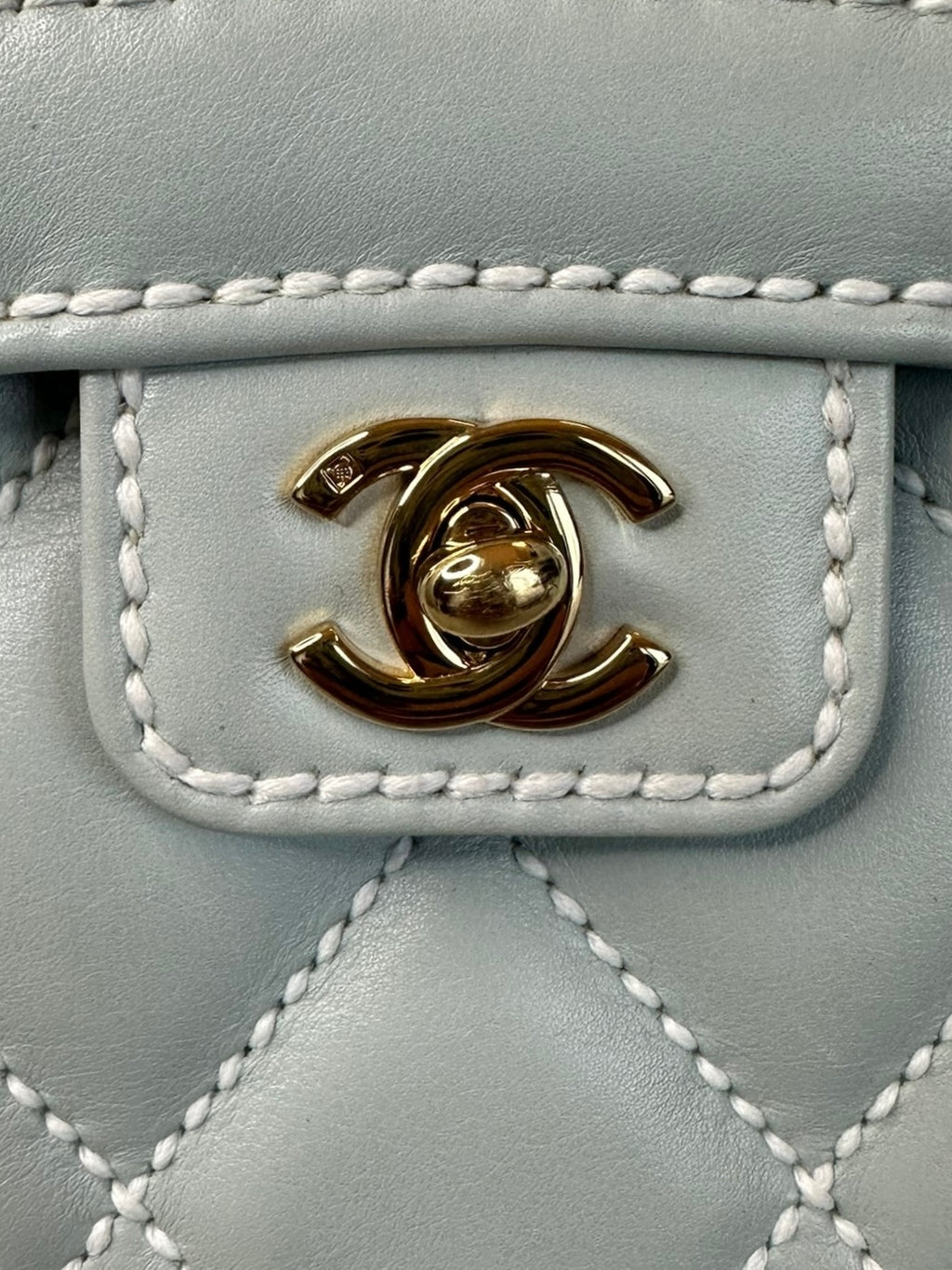 Chanel 2004-2005 Vintage Wild Stitch Handbag - Light Blue Lambskin Leather