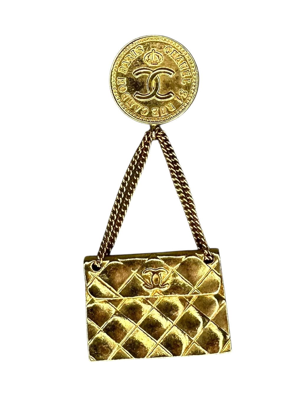Chanel Vintage Cocomark Matelasse Brooch - Gold Metal