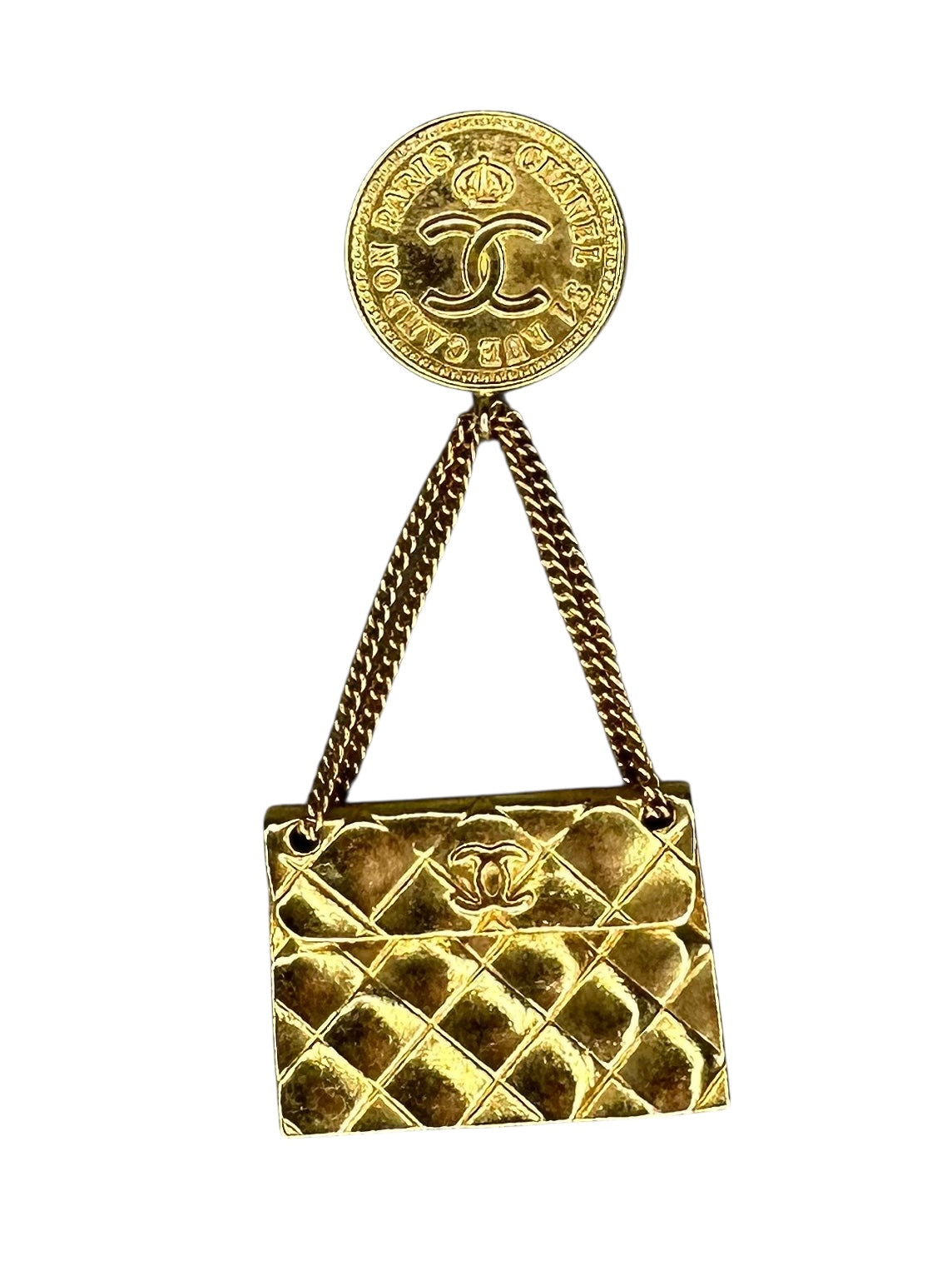 Chanel Vintage Cocomark Matelasse Brooch - Gold Metal