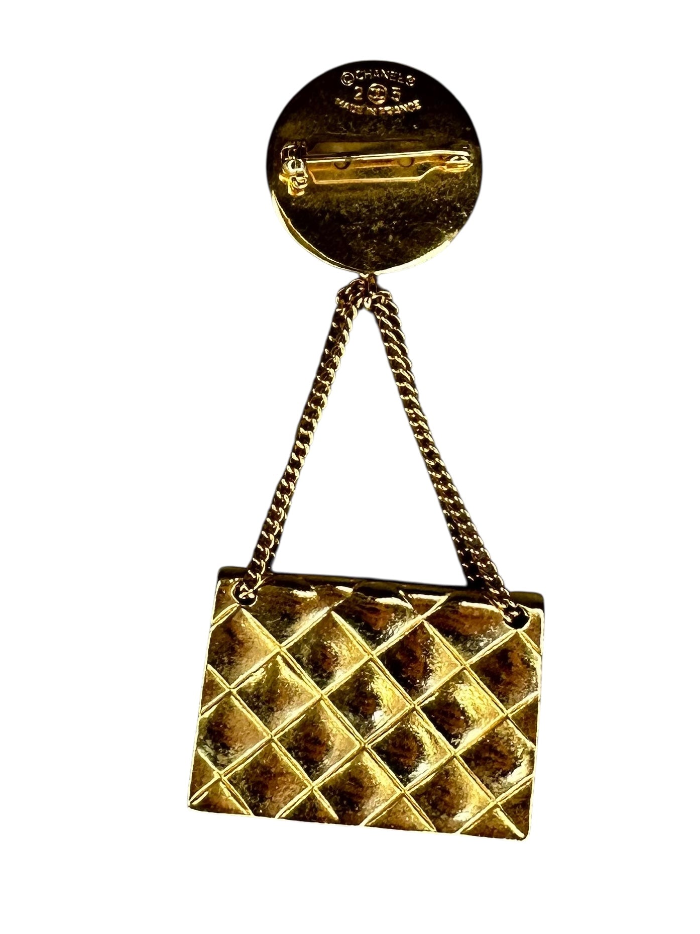 Chanel Vintage Cocomark Matelasse Brooch - Gold Metal