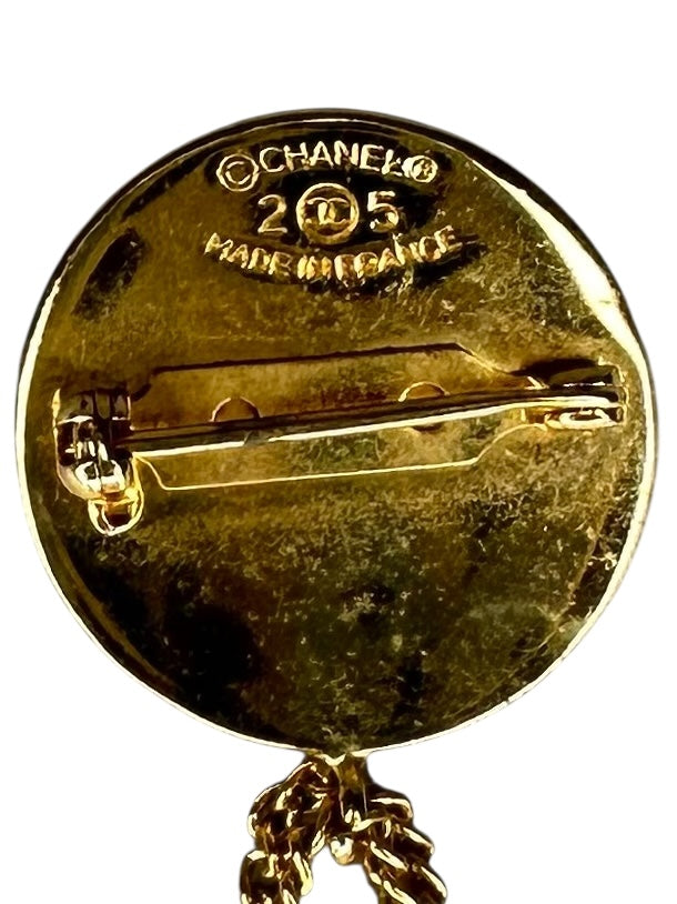 Chanel Vintage Cocomark Matelasse Brooch - Gold Metal