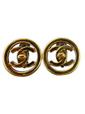 Chanel Vintage 1997 Turnlock Clip-on Earrings - Gold Metal