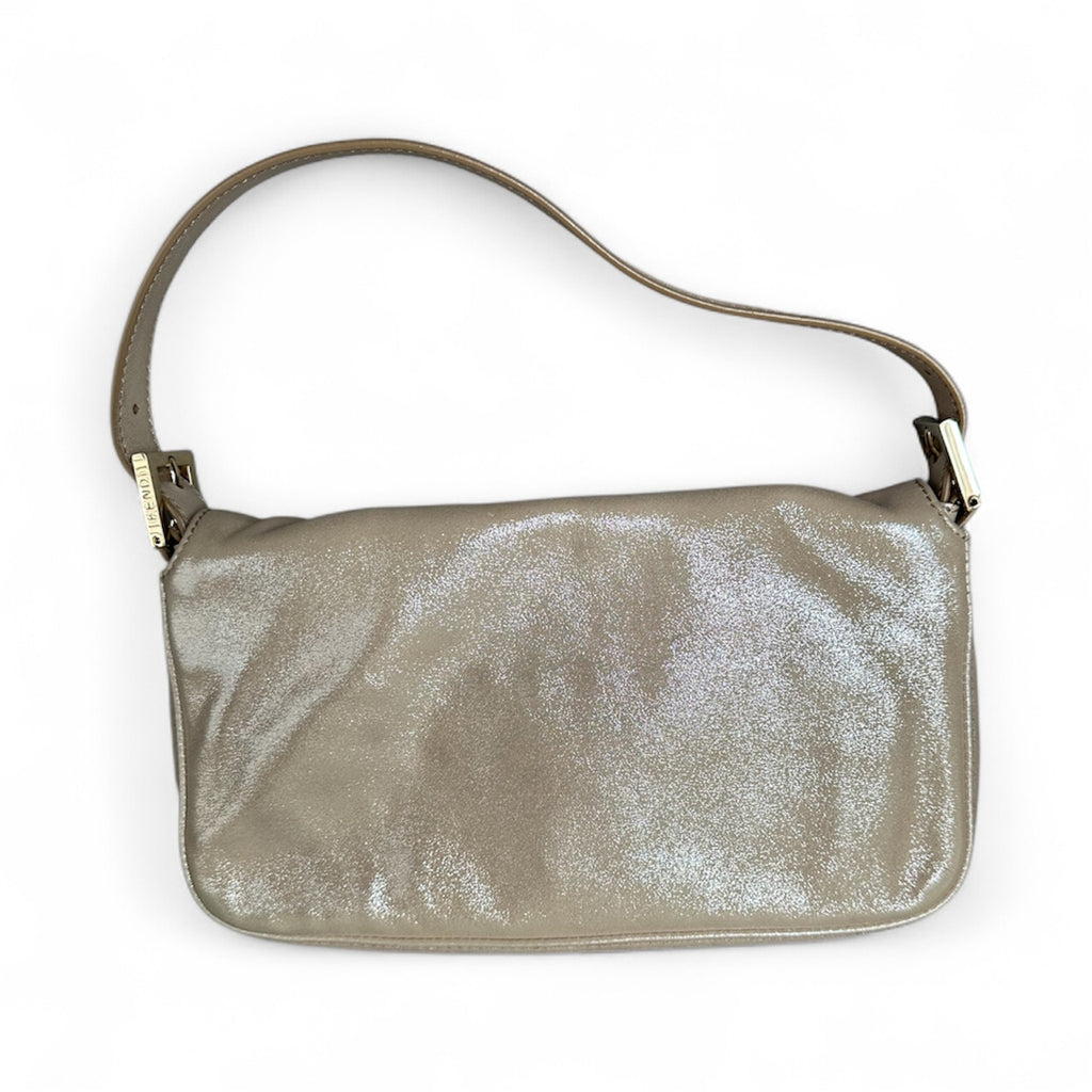 Fendi Baguette - Iridescent Gold Leather with Crystal Buckle