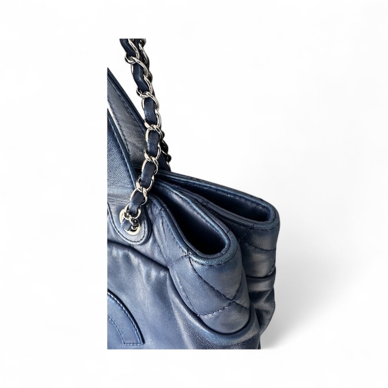 Chanel 2014 Trianon Large Lambskin Tote - Navy Blue, Silver Hardware