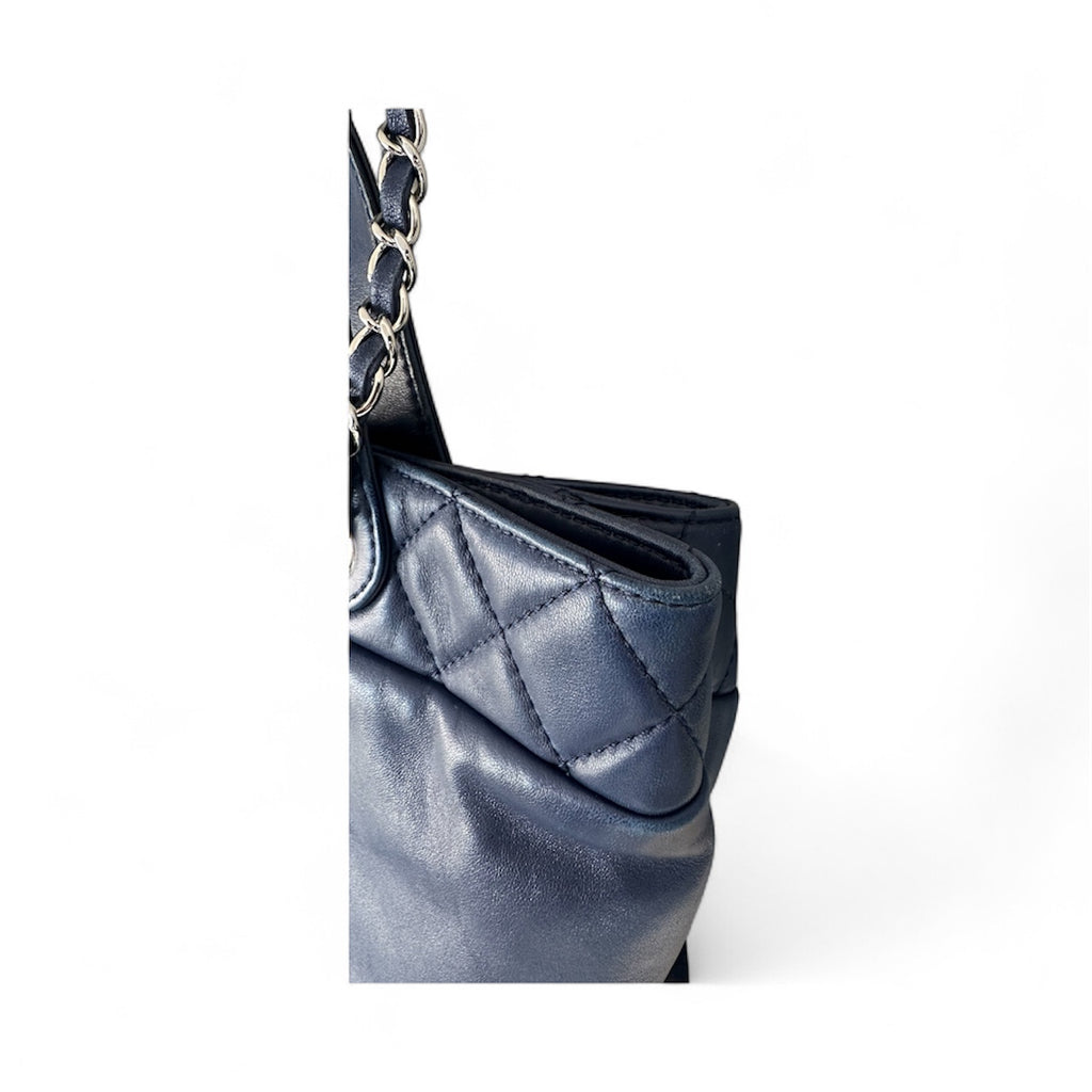 Chanel 2014 Trianon Large Lambskin Tote - Navy Blue, Silver Hardware