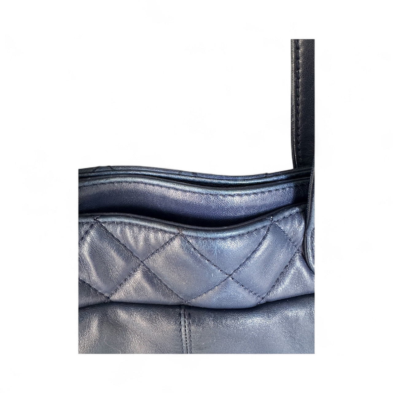 Chanel 2014 Trianon Large Lambskin Tote - Navy Blue, Silver Hardware