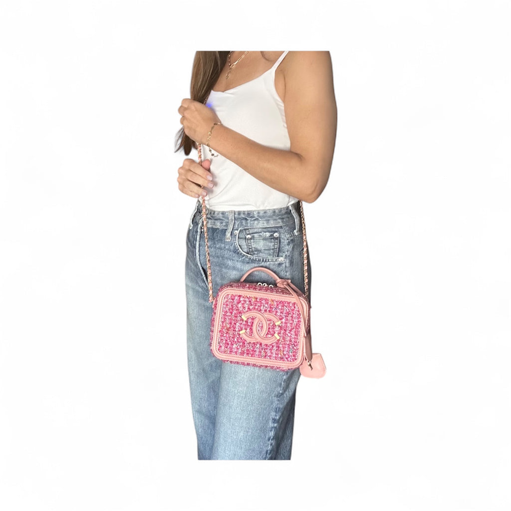 Chanel Figley Small Tweed Vanity Crossbody Bag - Pink, Gold Hardware
