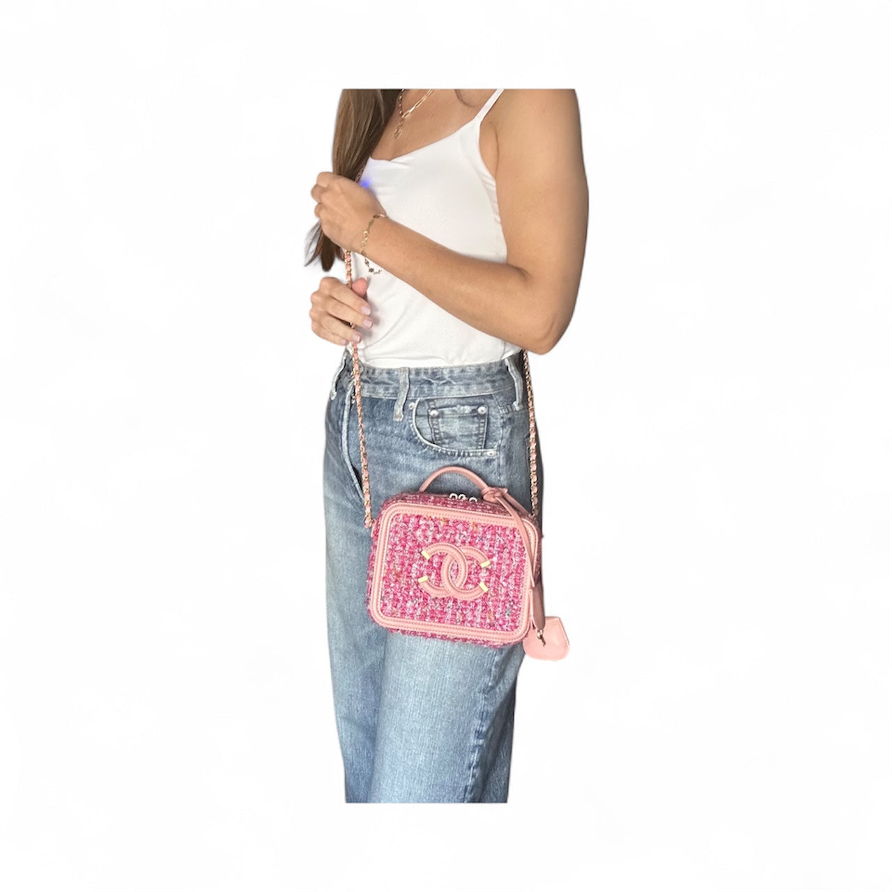 Chanel Figley Small Tweed Vanity Crossbody Bag - Pink, Gold Hardware
