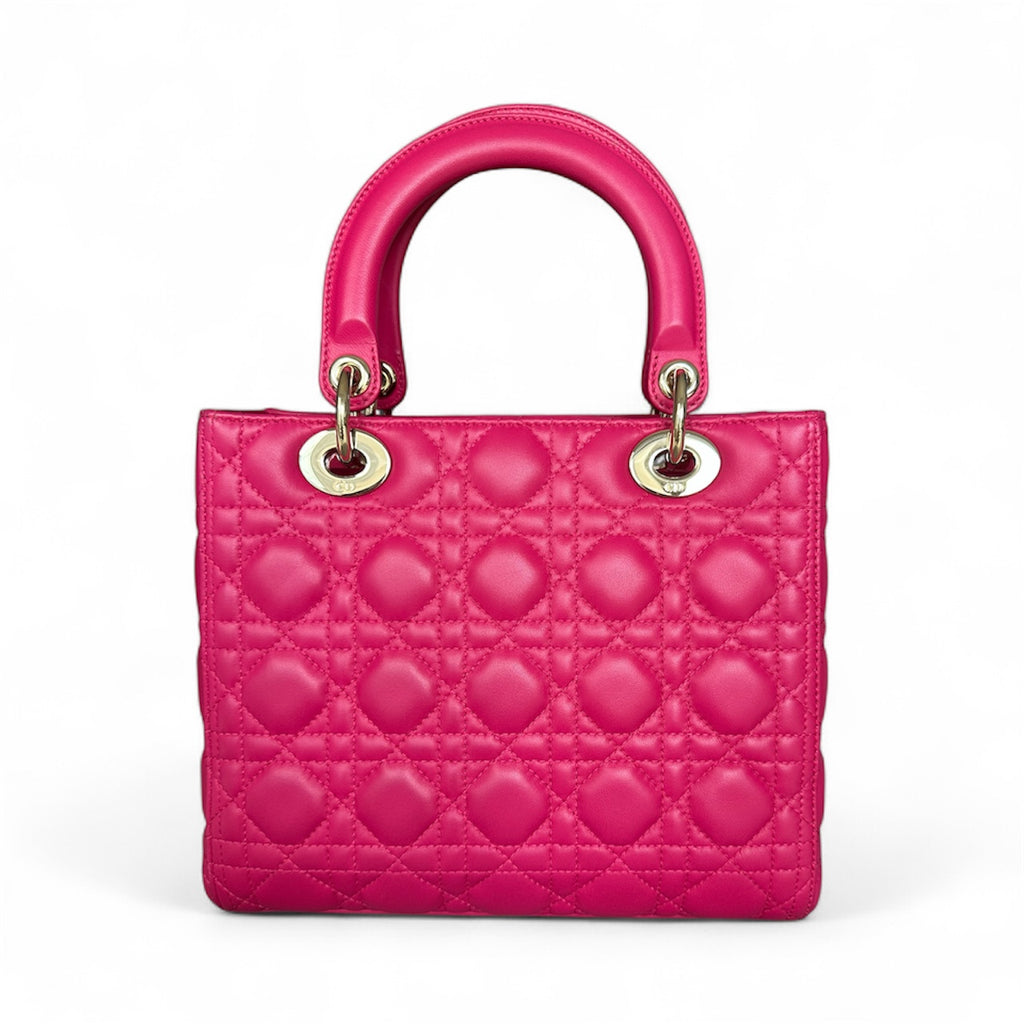 Dior 2002 Limited Edition Lady Dior - Magenta leather, Illustrated Interior