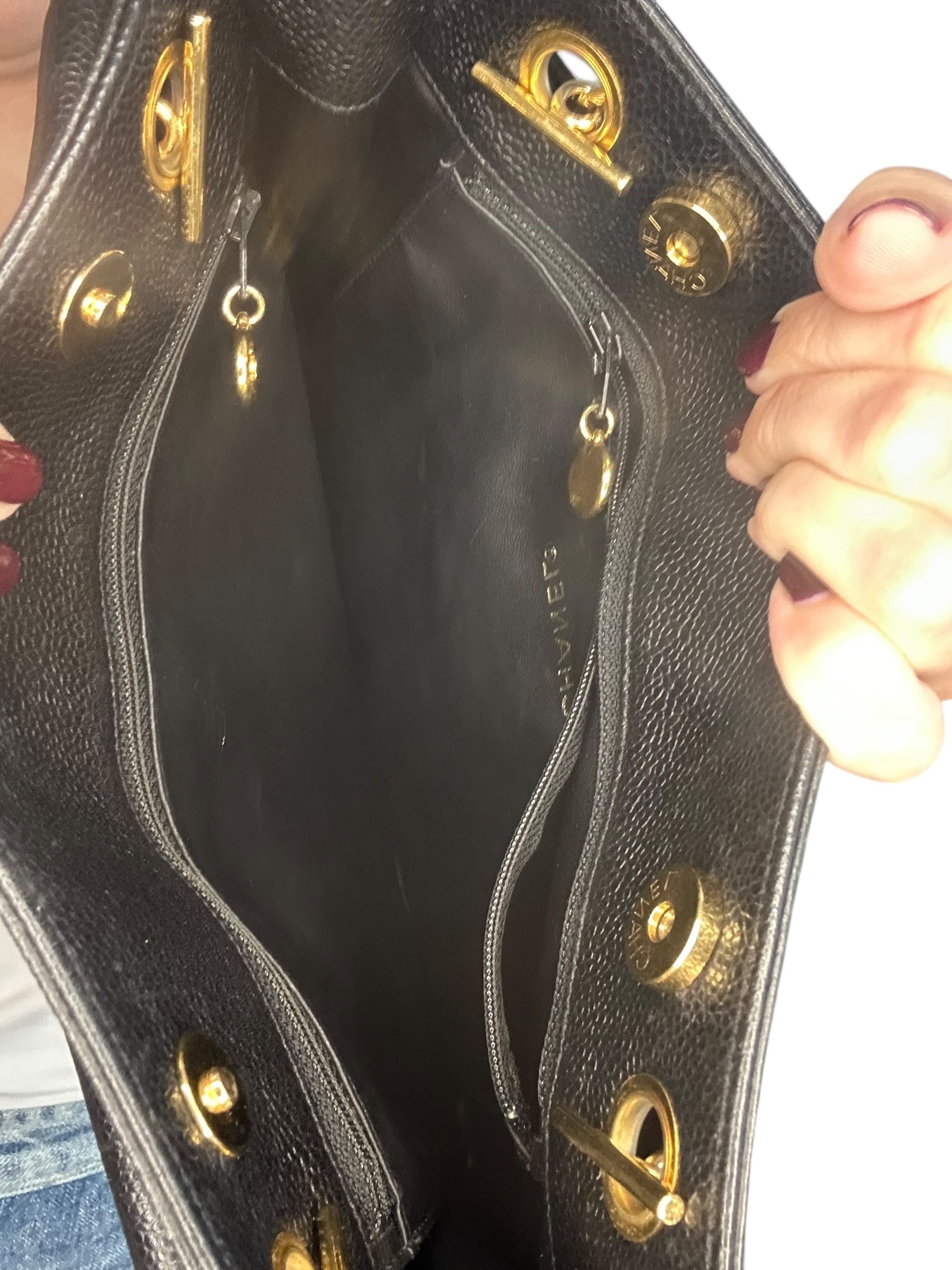 Chanel 1993 Double-Sided Turnlock Shoulder Bag - Black Caviar Leather