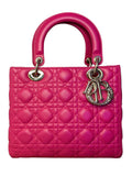 Dior 2002 Vintage, Limited Edition Lady Dior in Magenta Pink with Illustrated Interior, GHW