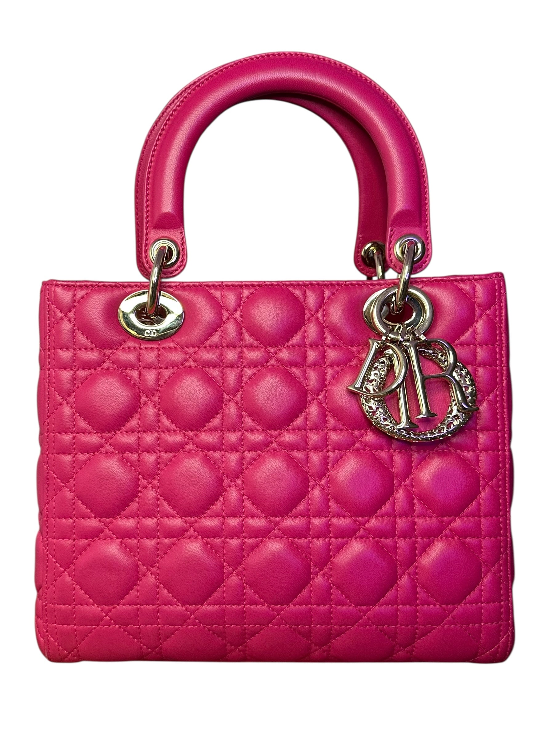 Dior 2002 Limited Edition Lady Dior - Magenta leather, Illustrated Interior