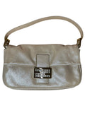 Fendi Baguette in Iridescent Leather with Crystal Buckle - Champagne Gold, GHW