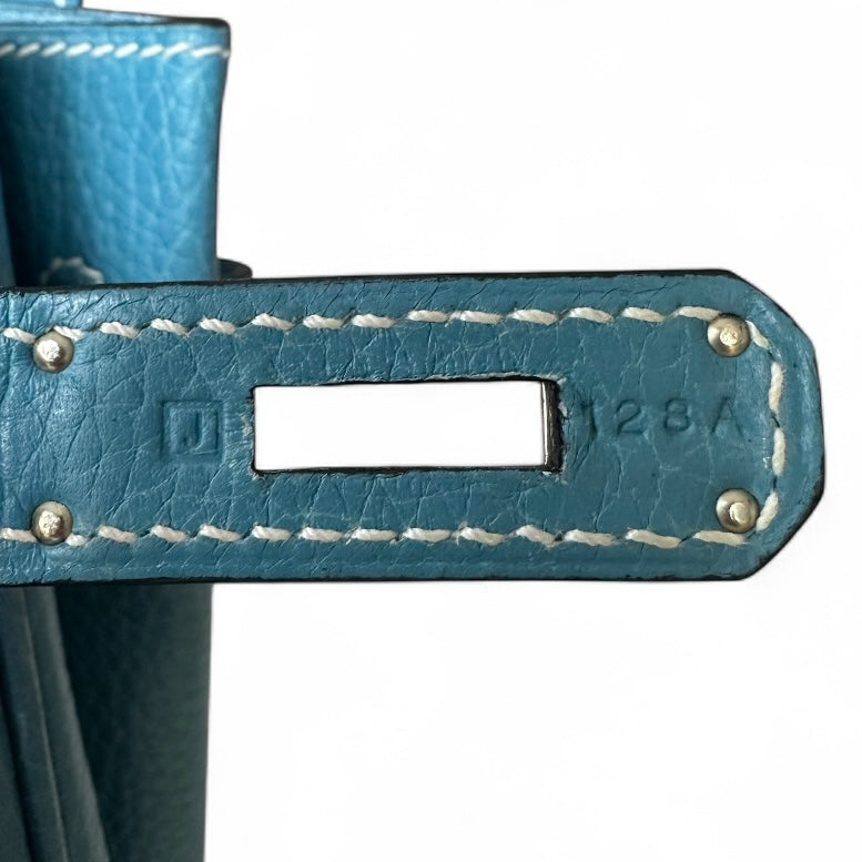 Hermes Birkin 35 Blue Jean Taurillon Clemence Leather, Palladium