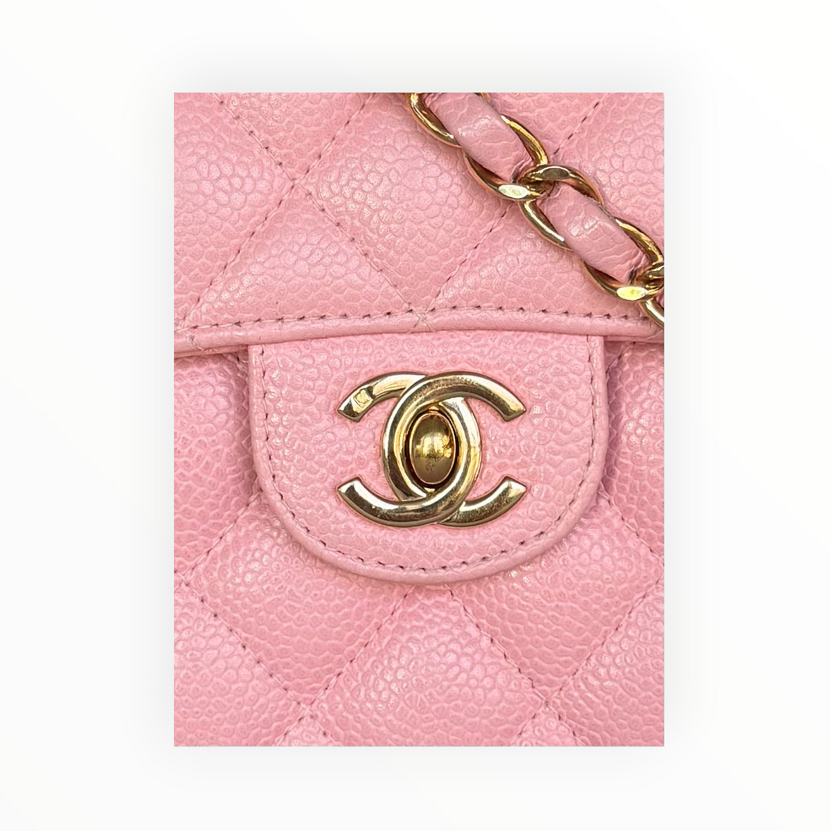 Chanel Vintage 2003 Mini Square 17 in Sakura Pink Caviar Leather 24k GHW