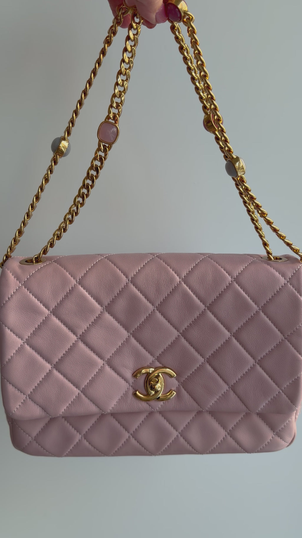 Chanel Small Classic Flap with Fantasy Stone Chain - Pink, GHW