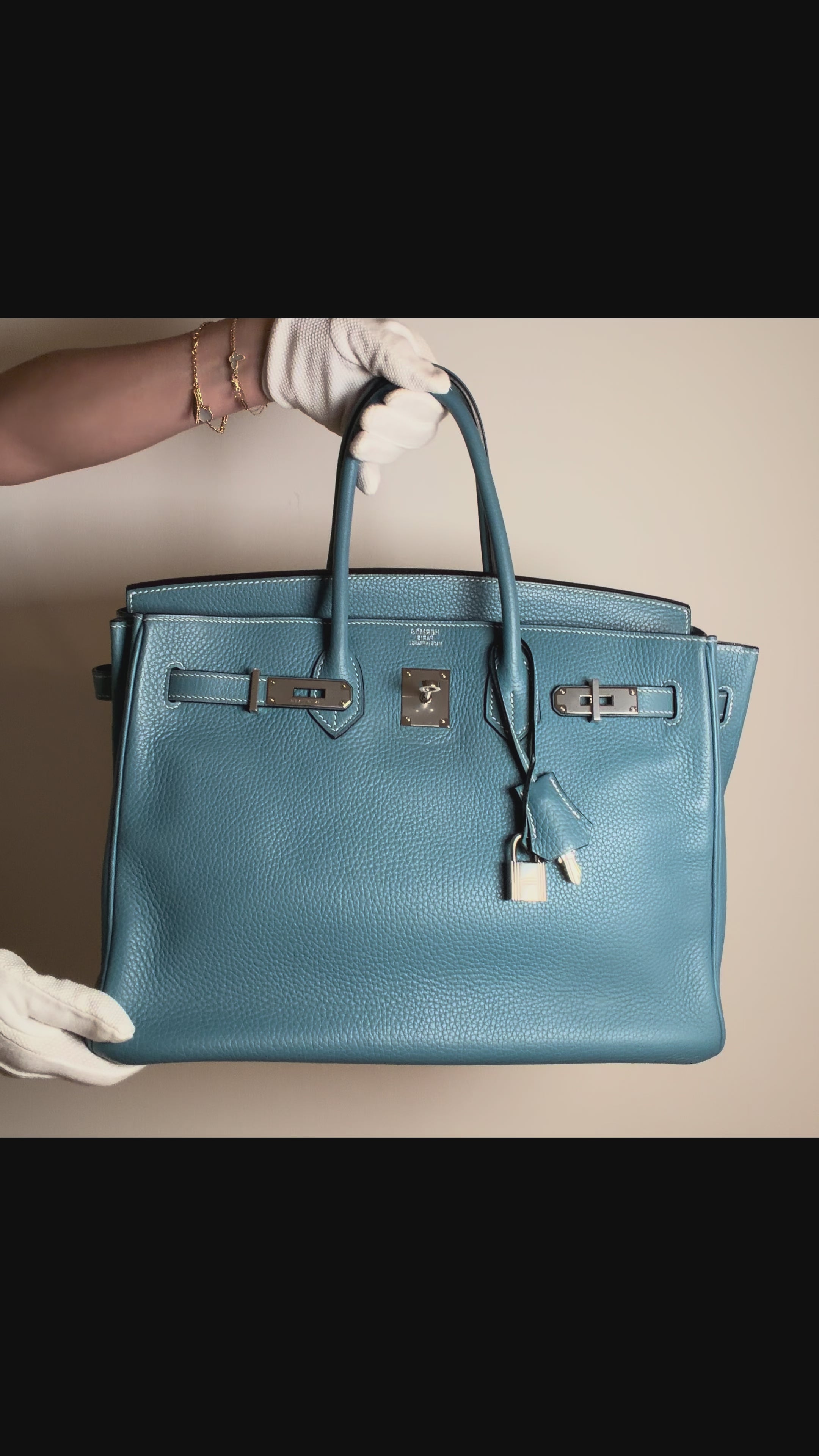 Hermes Birkin 35 Taurillon Clemence Leather - Blue Jean, PHW